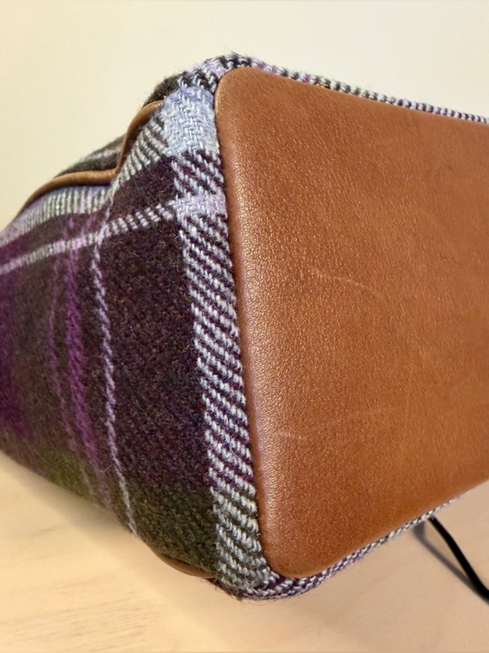 Vintage COACH Hampton Purple Tartan Plaid Wool Leather 83222 EUC - Picture 15 of 17